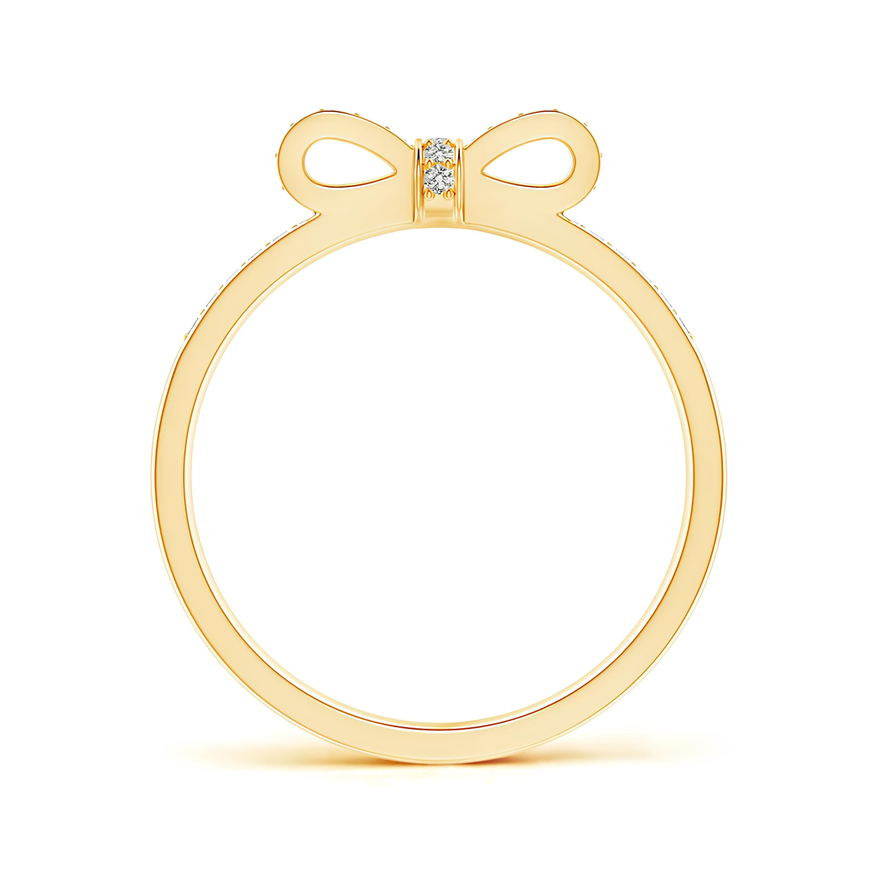 Bow Tie Design Half Eternity Wedding Ring EF VS/SI Lab-Created Diamond Band for Women in 14K Solid Gold